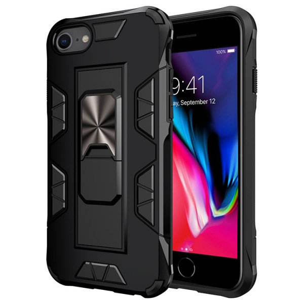 Wholesale iPhone SE 2020 / 8 / 7 Military Grade Armor Protection Stand Magnetic Feature Case (Black)